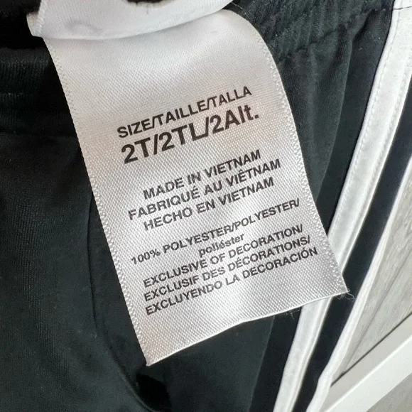 D12.26 Adidas Kids Track Pants Black and Classic 3 Stripe 2T - Picture 3 of 3